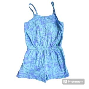 Old Navy- Girl’s Spaghetti Strap Tropical Romper Blue Size Small (6-7)